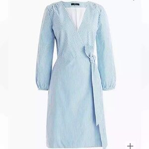 Jcrew blue and white pinstripe wrap dress, size 0